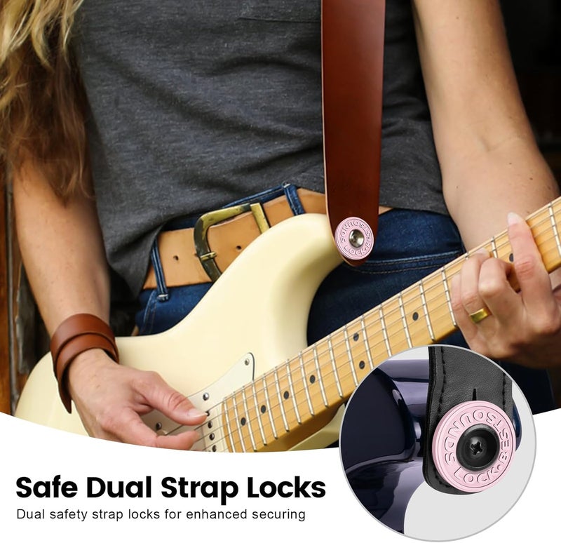 BestSounds Guitar Strap Blocks, 6PCS Premium Silicone Safety Locks (Pink) - Image 2